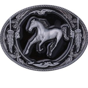 New western horse feathers belt buckle approximately 4"x3.  Fits 1.5" belt